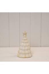 KDMD Medium Stone Glazed Ribbed Christmas Tree with Star Topper in Cream - thumbnail 1