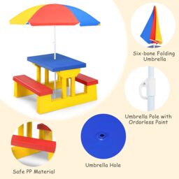 Costway Kids Picnic Table Set Indoor & Outdoor Picnic Table & Benches - thumbnail 8
