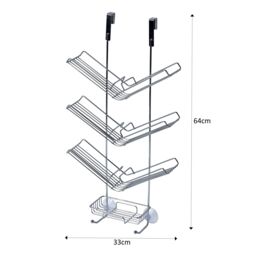 Showerdrape Atrium 3 Tier Hanging Chrome Shower Caddy in Metallic Silver - thumbnail 2