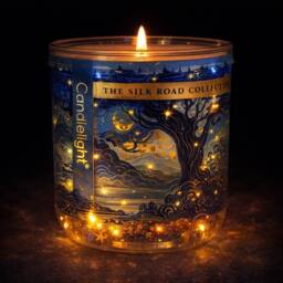 Candlelight The Silk Road Collection Tianshui Light Up Glitter Candle in Blue - thumbnail 3