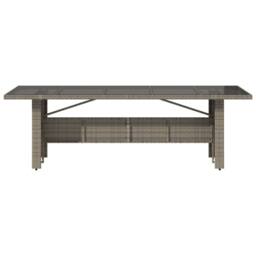 Berkfield Home Garden Table with Glass Top Grey 240x90x75 cm Poly Rattan - Size: 240 x 90 x 75 cm - thumbnail 4