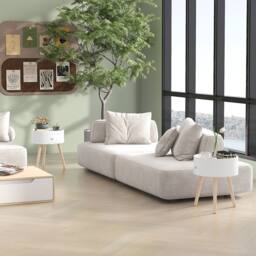 HOMCOM Coffee Table with Drawer & Wood Legs for Bedroom, Set of 2, White - thumbnail 1