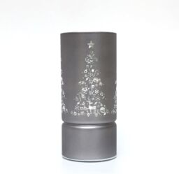 Shatchi 17cm Christmas Decorated Vase Led Grey Glass Vase / Christmas Tree - thumbnail 4
