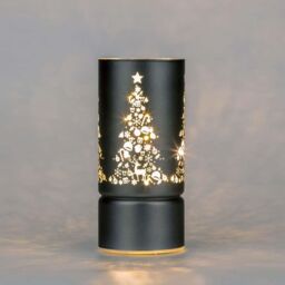 Shatchi 17cm Christmas Decorated Vase Led Grey Glass Vase / Christmas Tree