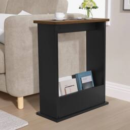 Havendro Walnut + Black Slim Side Table with Storage for Small Spaces - thumbnail 4