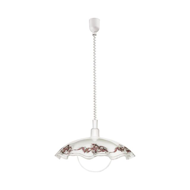 Loops Pendant Light Height Adjust Colour White Purple Black Satin Glass Bulb E27 1x60W - image 1