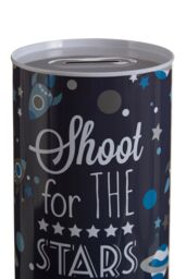 Orsina Large Money Tin, Metal Money Saving Box, Rocket-Themed Tin, Astro Design Metal Coin Tin, Cylindrical Money Safe in Blue - thumbnail 4