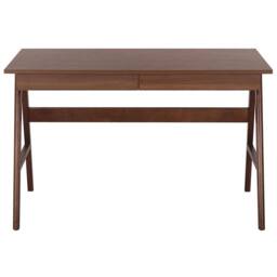 Wyld and Coco Dark Brown Walnut Office Desk 120 x 70 cm with 2 Drawers - thumbnail 4