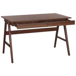Wyld and Coco Dark Brown Walnut Office Desk 120 x 70 cm with 2 Drawers - thumbnail 5