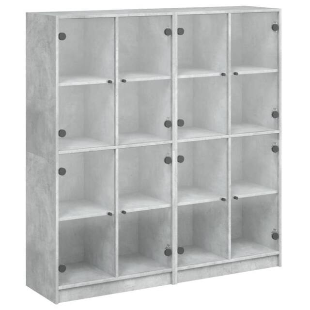 Berkfield Home Bookcase with Doors Concrete Grey 136x37x142 cm Engineered Wood - Size: 136 x 37 x 142 cm - image 1