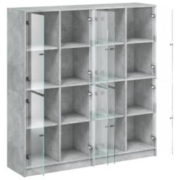 Berkfield Home Bookcase with Doors Concrete Grey 136x37x142 cm Engineered Wood - Size: 136 x 37 x 142 cm - thumbnail 6
