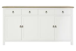 Orsina Durable Four Door Sideboard, Ample Storage Space Modern Sideboard, Versatile Design Mid Century Sideboard in White - thumbnail 1