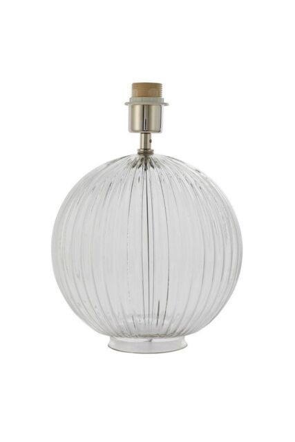 Netlighting Jemma 1 Light Table Light Clear Ribbed Glass & Satin Nickel Plate (Base only) E27 in Grey - image 1
