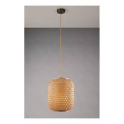 Netlighting ZEN Cylindrical Pendant Ceiling Light Wood 30x37cm in Brown - Size: 30x37 cm - thumbnail 2