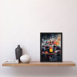 Artery8 Race Car Driver Racing Action Shot Painting Artwork Framed Wall Art Print A4 in Black - thumbnail 2