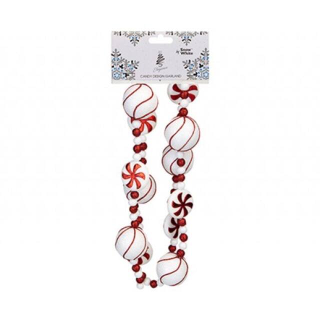 Garden Greatness Hanging Candy Cane Swirl Disc Garland Decoration in Red - Size: 1 Pack