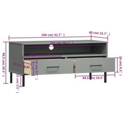 Berkfield Home TV Cabinet with Metal Legs Grey Solid Wood Pine OSLO - thumbnail 8