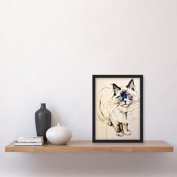 Artery8 Blue Point Ragdoll Cat Sketch Drawing Portrait Artwork Framed Wall Art Print A4 in Black - thumbnail 2