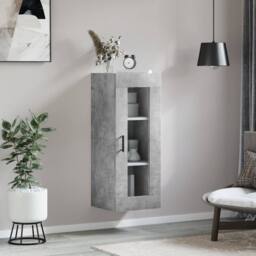 Berkfield Home Wall Mounted Cabinet Concrete Grey 34.5x34x90 cm - thumbnail 1