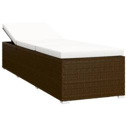 Berkfield Home Sun Lounger with Cushion & Tea Table Poly Rattan Brown - thumbnail 4