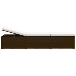 Berkfield Home Sun Lounger with Cushion & Tea Table Poly Rattan Brown - thumbnail 5
