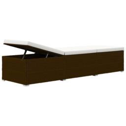Berkfield Home Sun Lounger with Cushion & Tea Table Poly Rattan Brown - thumbnail 6