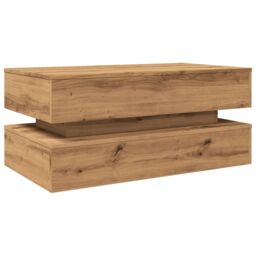 Berkfield Home Coffee Table with LED Lights Artisian Oak 90x50x40 cm in Brown - Size: 90 x 50 x 40 cm - thumbnail 3