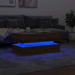 Berkfield Home Coffee Table with LED Lights Artisian Oak 90x50x40 cm in Brown - Size: 90 x 50 x 40 cm - thumbnail 5