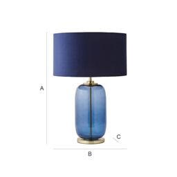 ValueLights Leigh Velvet Drum Shade with Navy Blue Glass & Gold Trim Table Lamp with Bulb - thumbnail 7