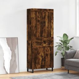 Berkfield Home Highboard Smoked Oak 69.5x34x180 cm Engineered Wood in Brown - thumbnail 1