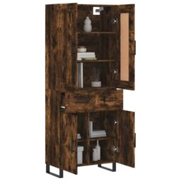Berkfield Home Highboard Smoked Oak 69.5x34x180 cm Engineered Wood in Brown - thumbnail 3