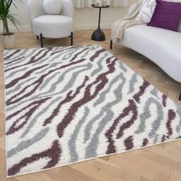 THE RUGS Moodi Abstract Design Shaggy Soft High Pile Living Room Rug & Runner in Purple - Size: 160 cm x 230 cm - thumbnail 7