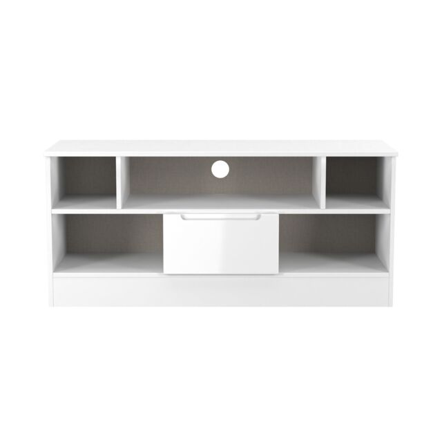 Ready Assembled 2 U Lucca 1 Drawer TV & Media Unit (Ready Assembled) in White - Size: Large - image 1