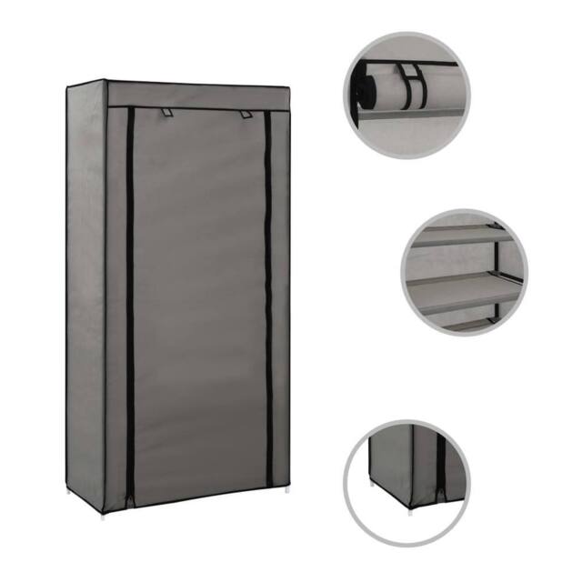 Berkfield Home Shoe Cabinet with Cover Grey 58x28x106 cm Fabric - Size: 58 x 28 x 106 cm - image 1