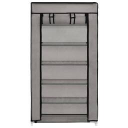 Berkfield Home Shoe Cabinet with Cover Grey 58x28x106 cm Fabric - Size: 58 x 28 x 106 cm - thumbnail 5