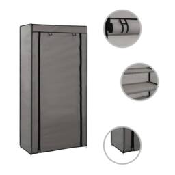 Berkfield Home Shoe Cabinet with Cover Grey 58x28x106 cm Fabric - Size: 58 x 28 x 106 cm - thumbnail 1