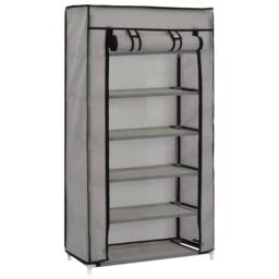 Berkfield Home Shoe Cabinet with Cover Grey 58x28x106 cm Fabric - Size: 58 x 28 x 106 cm - thumbnail 3