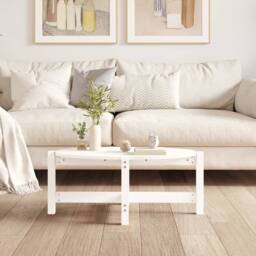 Berkfield Home Coffee Table White 87x48x35 cm Solid Wood Pine - Size: 87 x 48 x 35 cm - thumbnail 3