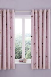 Catherine Lansfield 'Dancing Fairies' Reversible Eyelet Curtains in Pink - Size: 168 cm width x 183 cm drop - thumbnail 2