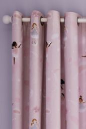 Catherine Lansfield 'Dancing Fairies' Reversible Eyelet Curtains in Pink - Size: 168 cm width x 183 cm drop - thumbnail 4