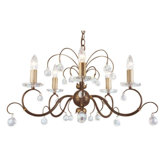 Loops 5 Bulb Chandelier Hanging Pendant LIght Bronze Patina LED E14 60W Bulb
