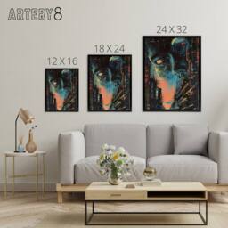 "Artery8 Japanese Sci Fi City Tokyo Japan Framed Canvas Wall Art Print in Blue - Size: W12"" x H16""" - thumbnail 4