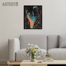"Artery8 Japanese Sci Fi City Tokyo Japan Framed Canvas Wall Art Print in Blue - Size: W12"" x H16""" - thumbnail 3
