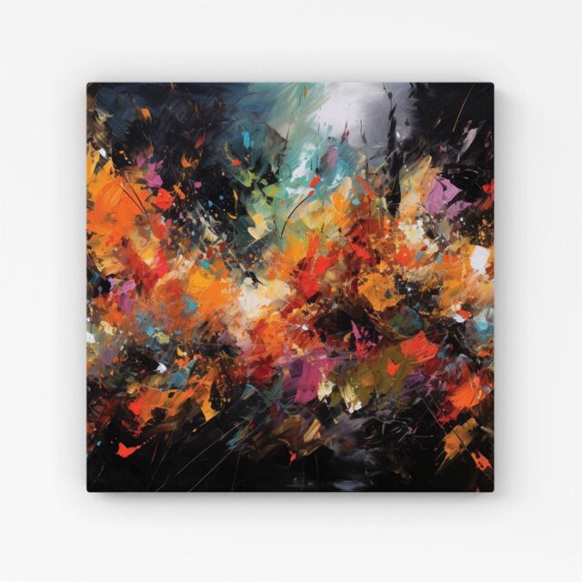 Warren Reed - Designer A Vibrant Abstract Painting Capturing The Energy & E Canvas in Orange - Size: w10 inch x h10 inch - image 1