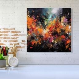 Warren Reed - Designer A Vibrant Abstract Painting Capturing The Energy & E Canvas in Orange - Size: w10 inch x h10 inch - thumbnail 2