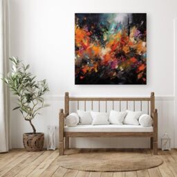 Warren Reed - Designer A Vibrant Abstract Painting Capturing The Energy & E Canvas in Orange - Size: w10 inch x h10 inch - thumbnail 3