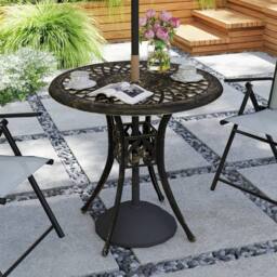 Wyld Haus Kenofa Cast Aluminium Bronze Round Garden Dining Table Parasol Hole - thumbnail 3