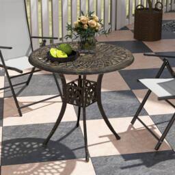 Wyld Haus Kenofa Cast Aluminium Bronze Round Garden Dining Table Parasol Hole - thumbnail 8