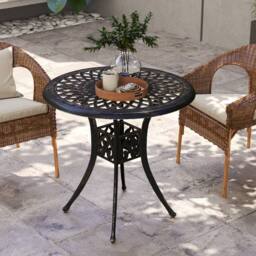 Wyld Haus Kenofa Cast Aluminium Bronze Round Garden Dining Table Parasol Hole - thumbnail 7