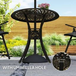 Wyld Haus Kenofa Cast Aluminium Bronze Round Garden Dining Table Parasol Hole - thumbnail 6